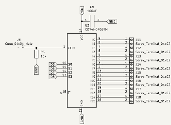 Esquema del módulo 74hc4067.